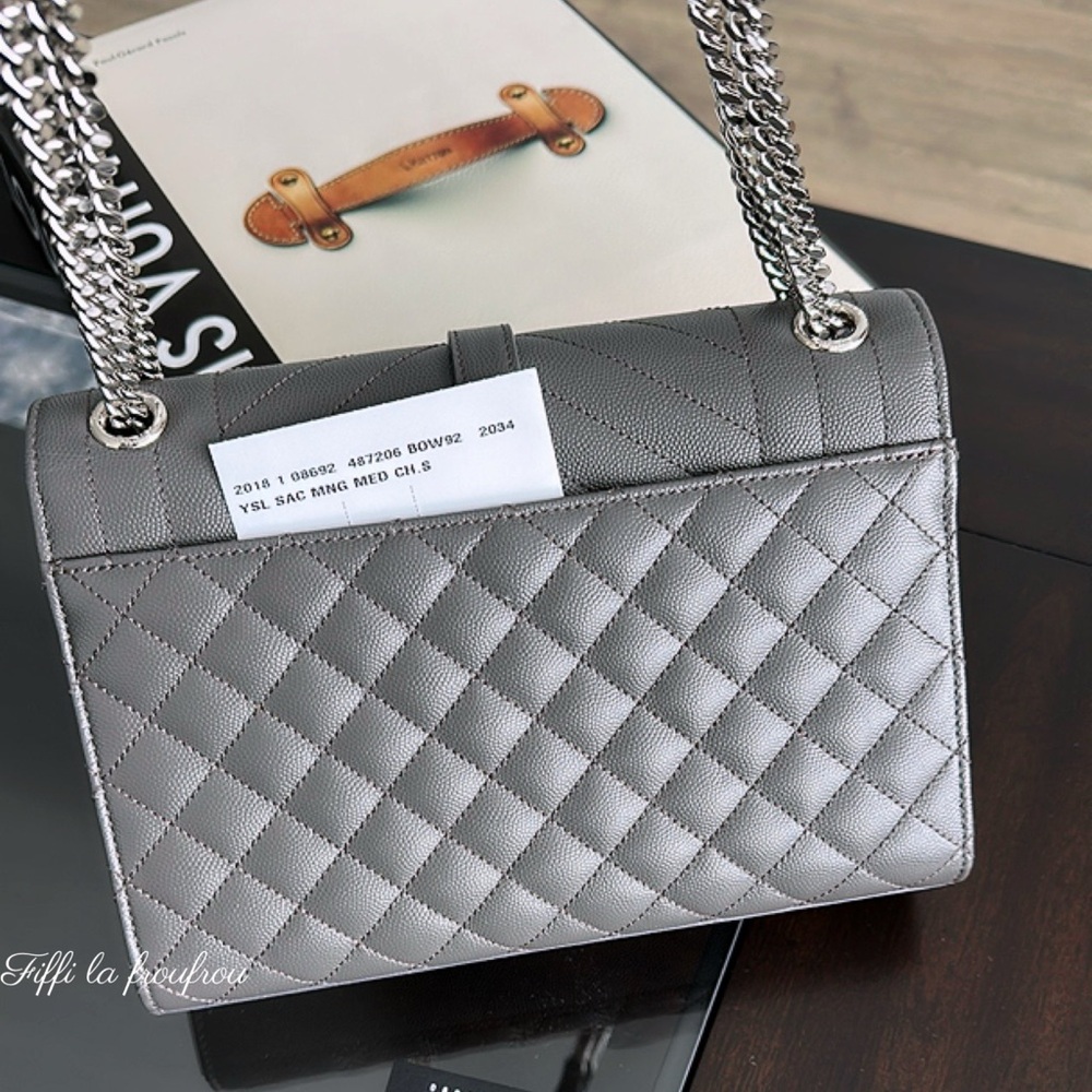 Authentic Yves Saint Laurent Gray envelope medium Bag - Picture 8 of 14